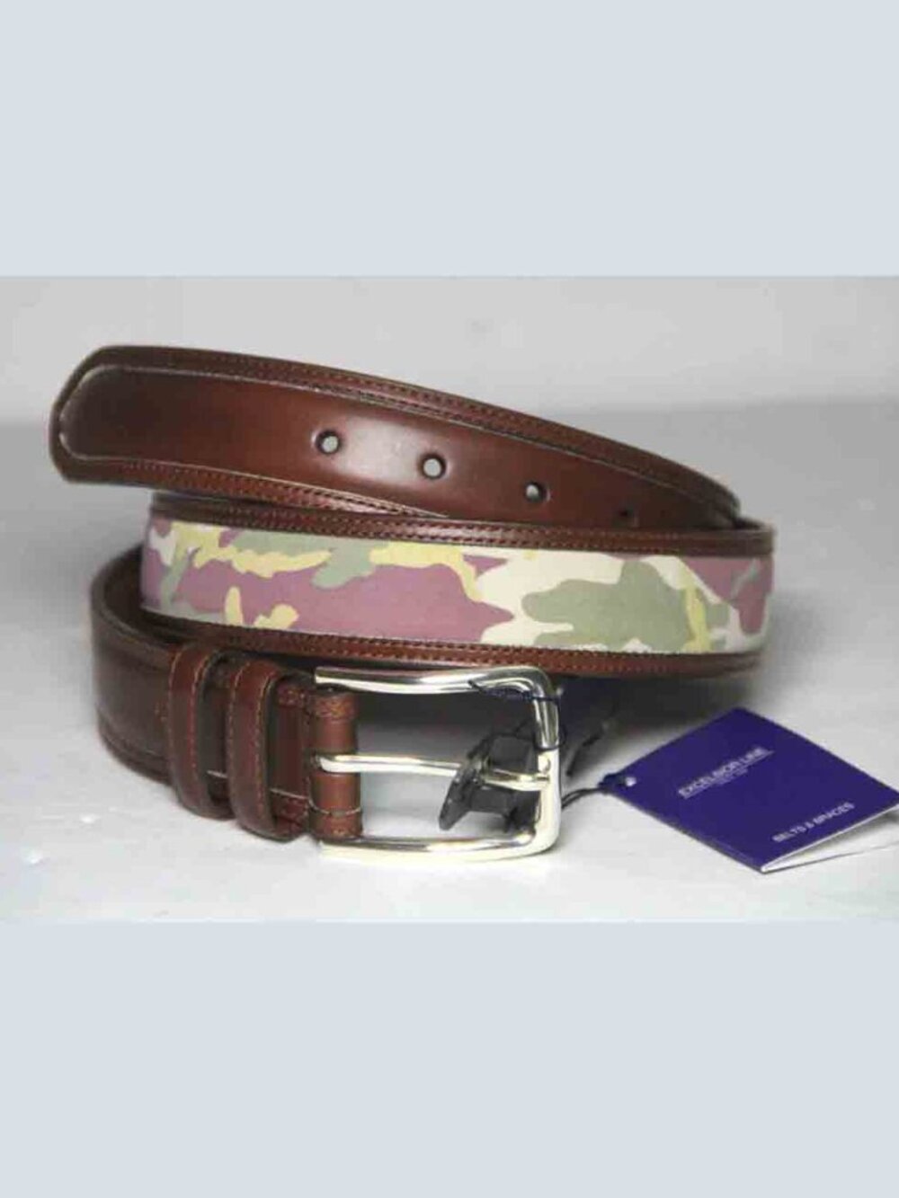 LEYVA Collection Camo + Leather Belt Handmade in Spain Men's Size 36
